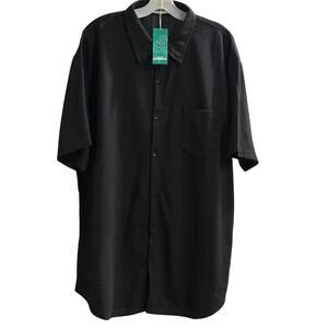 Votpove Men’s 3XL Black Waffle Knit Button Front Shirt Short Sleeve NWT